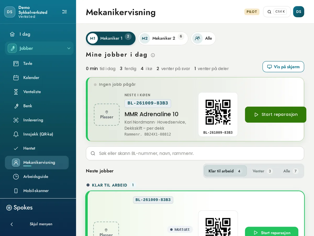 Mekanikervisning på nettbrett